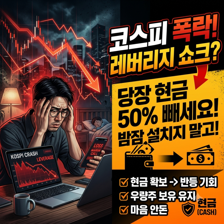  코스피 폭락장에 레버리지 탔다가 밤잠 설치는 이유, 당장 현금 50% 빼세요