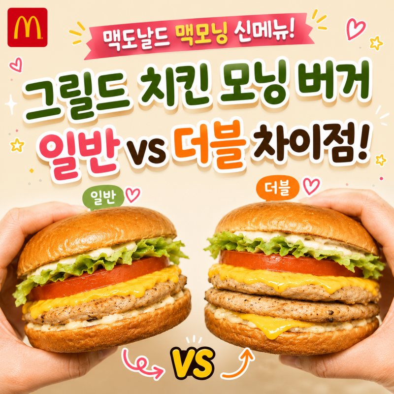 맥도날드 더블 그릴드 치킨 모닝 버거 가격 칼로리 후기 맥모닝 시간