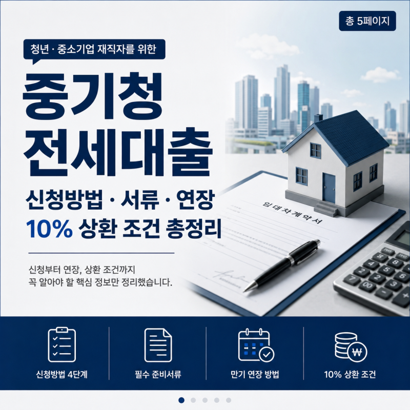 중기청 전세대출 신청방법 서류 연장 10% 상환 조건 총정리