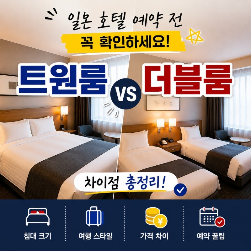 일본 호텔 트윈룸 더블룸 차이 예약 전 꼭 확인하세요