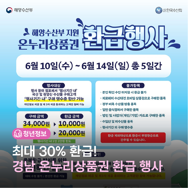 최대 30% 환급! 경남 온누리상품권 환급 행사