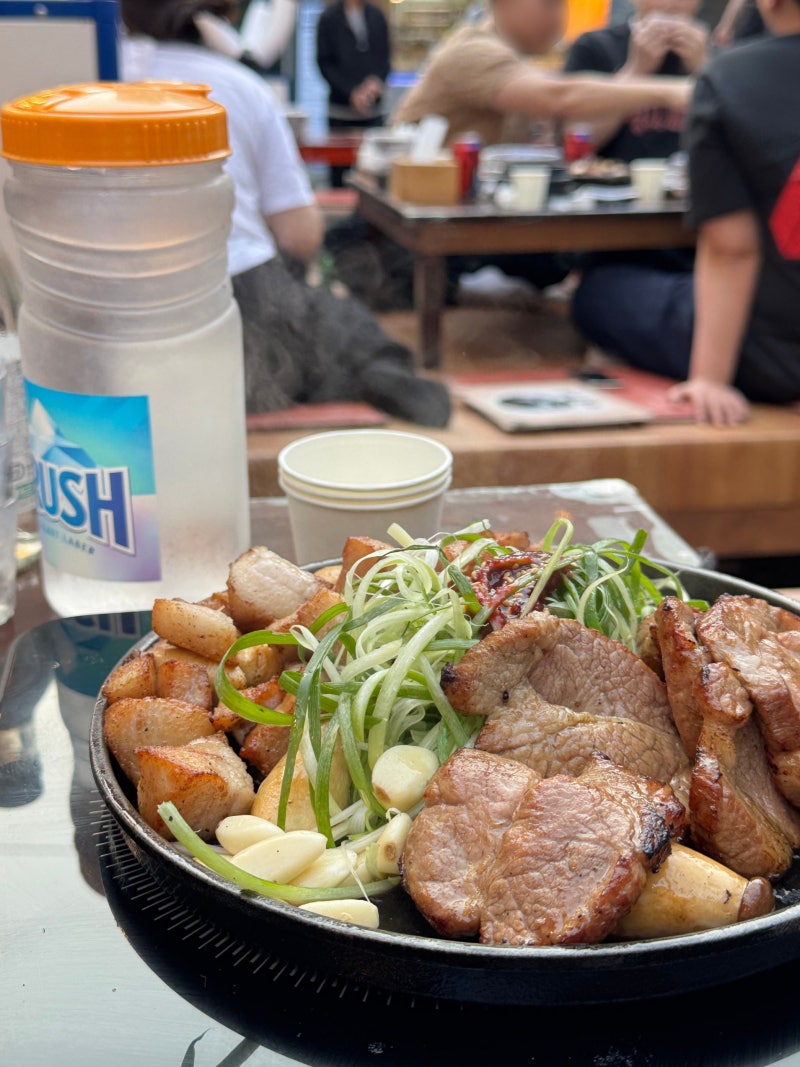 할마니 숯불구이 : 강서구청 야장 맛집 웨이팅 정보 +)직화 돼지 양념구이, 깍둑 항정살