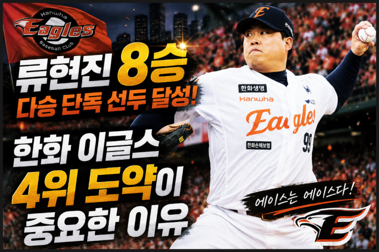  류현진 8승 다승 단독 선두 달성, 한화 이글스 4위 도약이 중요한 이유