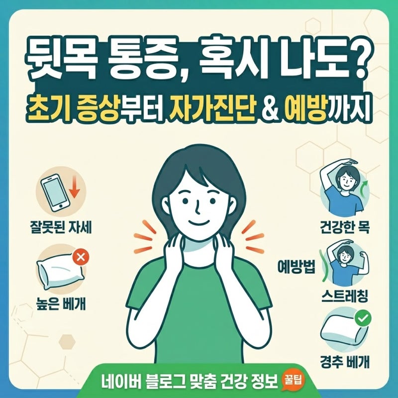 [뒷목 통증] 혹시 나도 목디스크 거북목? 초기 증상부터 1분 자가진단, 예방법까지 총정리!