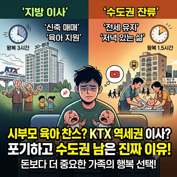  시부모님 육아 찬스 믿고 KTX 역세권 이사? 쌍둥이 아빠가 수도권 전세 남은 진짜 이유