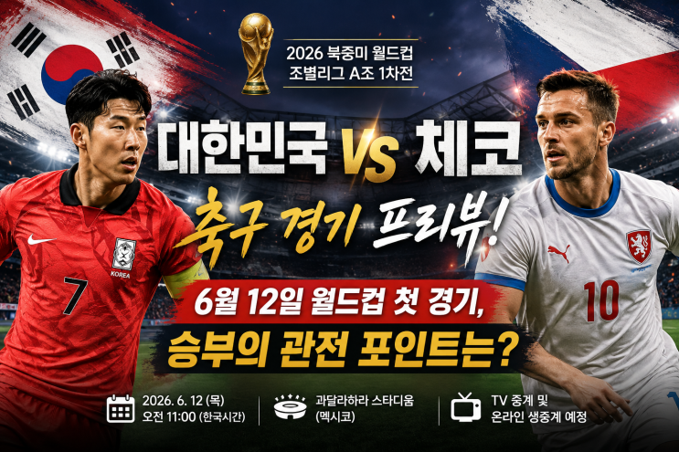  대한민국 vs 체코 축구 경기 프리뷰! 6월 12일 월드컵 첫 경기, 승부의 관전 포인트는?