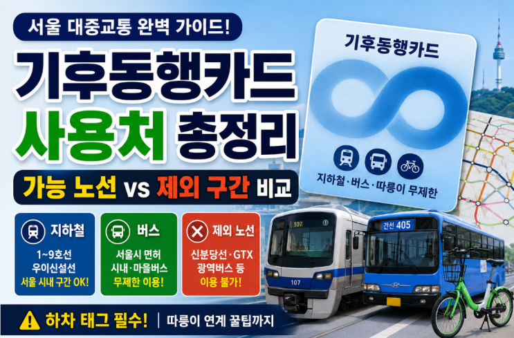  기후동행카드 사용처 총정리: 서울 지하철 버스 가능 노선과 제외 구간 비교