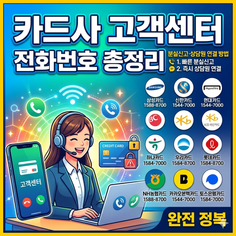 카드사 고객센터 전화번호 총정리｜분실신고·상담원 연결 방법