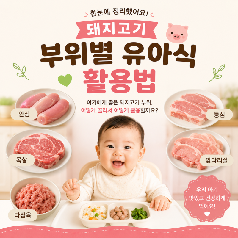 돼지고기 부위별 유아식 활용법 우리 아이에게 맞는 부위는?