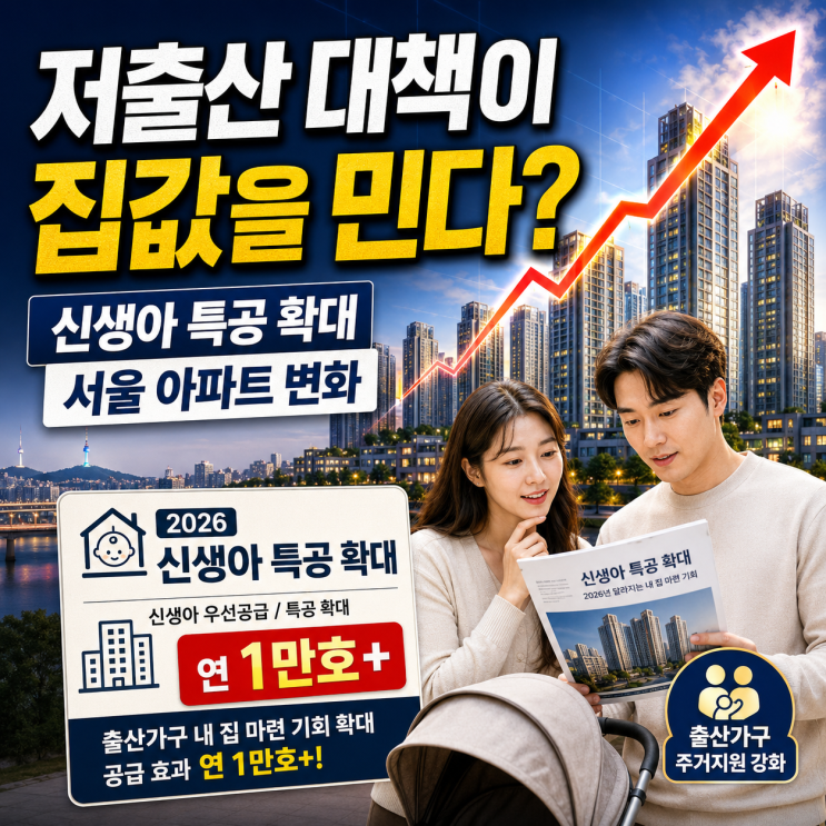  저출산 대책이 집값을 민다? 2026년 신생아 특공 확대가 가져온 서울 아파트 시장의 변화