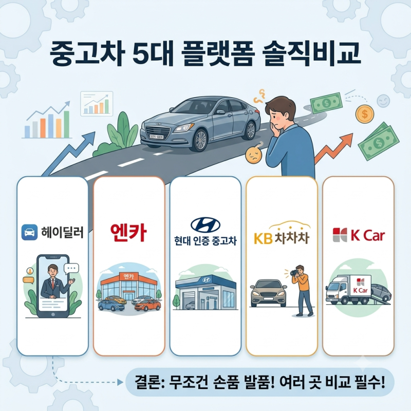 (몇십만 원 더 받고 내 차 판 중고차 플랫폼 후기) 헤이딜러제로, 엔카, KB차차차, 현대인증중....