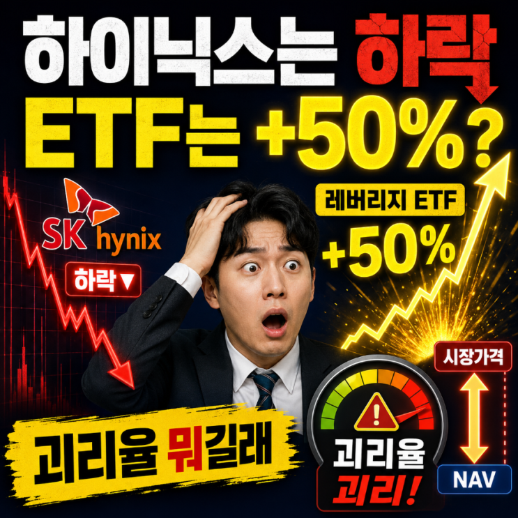  SK하이닉스 하락에도 레버리지 ETF 50% 급등한 이유(괴리율이 뭐길래 ?)