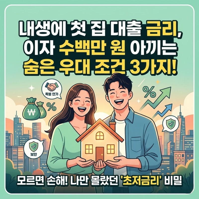 내생에첫집대출 금리 완벽 정리, 남들보다 이자 수백만 원 아끼는 숨은 우대 조건 3가지