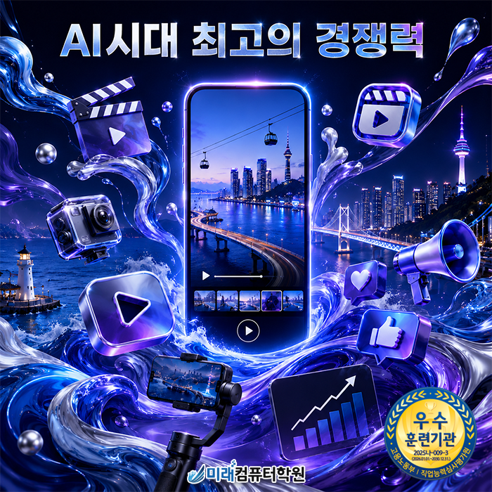  김해 AI영상편집학원 국비지원혜택으로 디자인·영상·AI·릴스·숏폼 포트폴리오 완성!