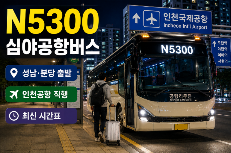 N5300번 공항버스 시간표· 요금· 예매· 정류장 노선 총정리 (성남 을지대 모란역 야탑역 이매....