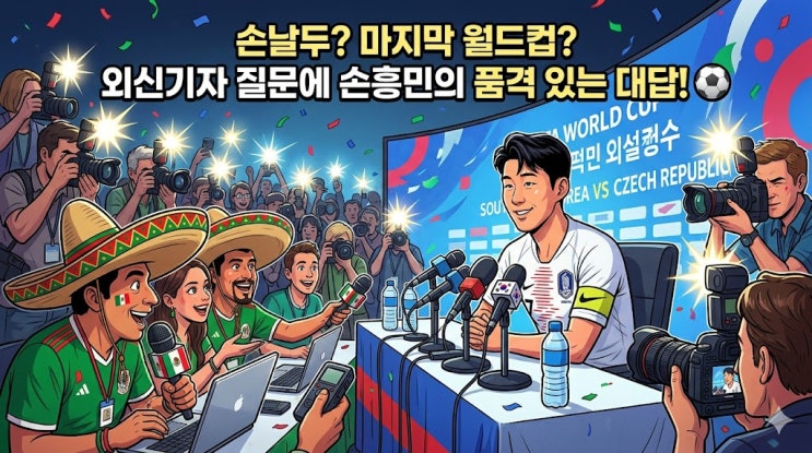 마지막 월드컵?" 외신<b>기자</b> 돌직구 질문에 캡틴 <b>손흥민</b>이 남긴... 