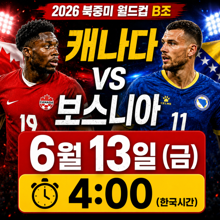 <b>캐나다</b> 보스니아 6월 13일 월드컵 경기 승부예측! <b>피파랭킹</b>... 