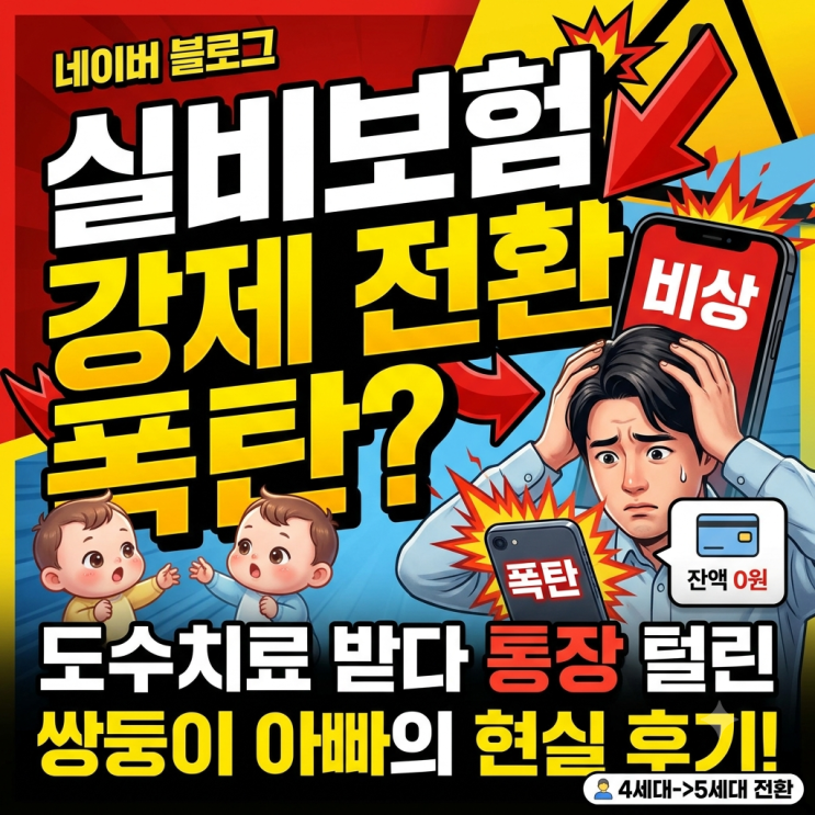  4세대 실비보험 강제 전환 폭탄? 도수치료 받다 통장 털릴 뻔한 쌍둥이 아빠의 현실 후기