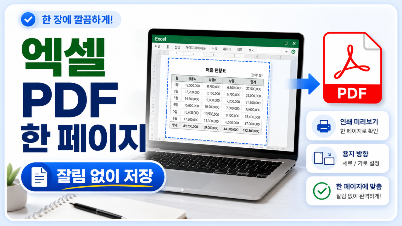 엑셀을 PDF로 저장할 때 한 페이지에 맞추는 방법, 잘림 없이 저장하는 설정