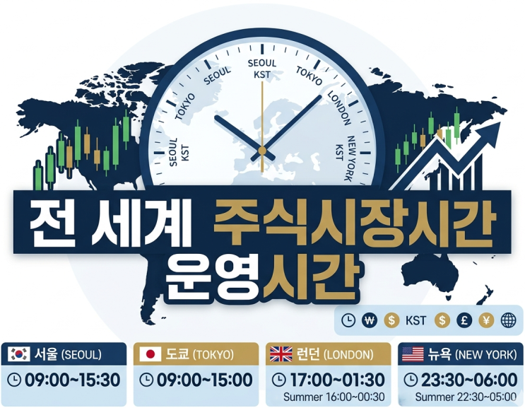  세계 주식시장 운영시간 : 미국/유럽/아시아 대륙별 개장시간부터 해외선물·FX외환 거래시간 가이드