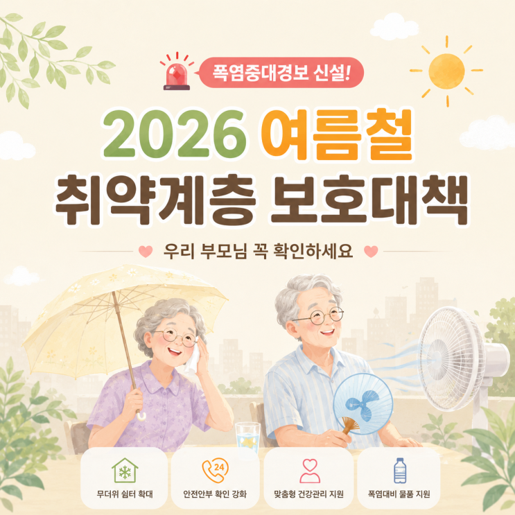 2026년 폭염 대비! <b>취약계층 보호</b>대책 총정리, 꼭 확인하세요