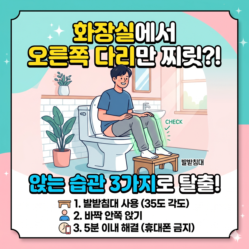 화장실 변기에 오래 앉아 있으면 왜 오른쪽 다리만 저릴까? 현실적인 해결법 3가지