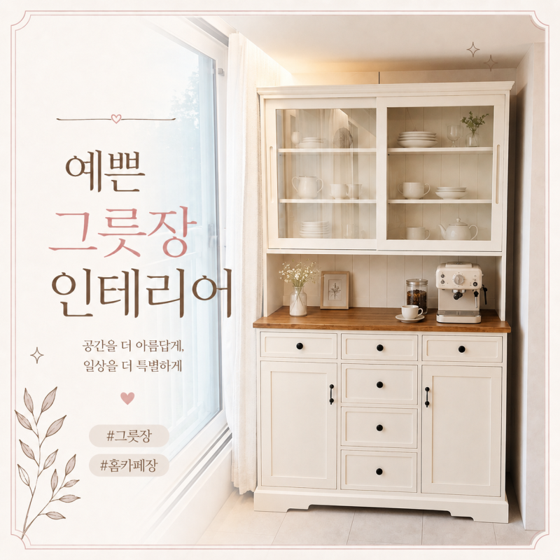 아파트 확장베란다 활용법, 에쁜 그릇장 수납 인테리어
