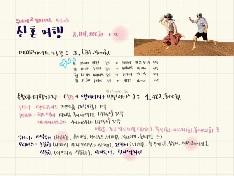 아프리카 천국의 섬, 모리셔스&두바이 신혼 여행 비용