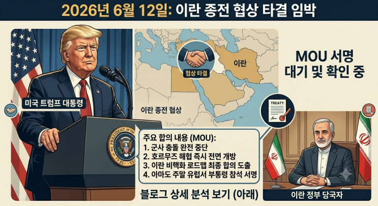 ️ [중동 정세] <b>트럼프</b> "<b>이란</b>과 종전 <b>합의</b>, 주말 <b>서명</b> 유력"...... 