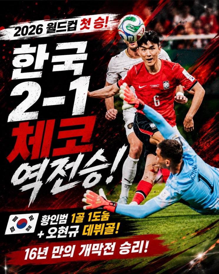  황인범 1골1도움.. 체코 부숴버렸다