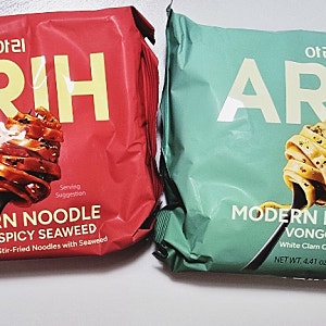 ARIH 아리 라면 모던누들봉지 봉골레 김볶음면매운맛 후기 칼로리