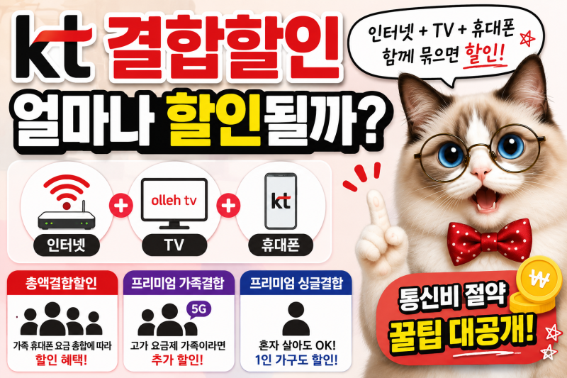 KT 결합할인 총정리! 총액결합할인 vs 프리미엄 가족결합 vs 싱글결합