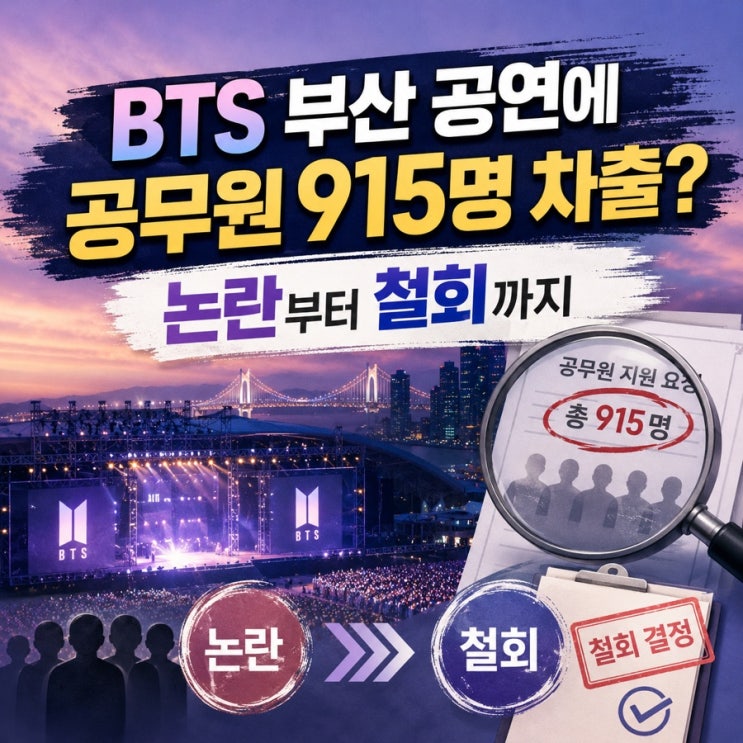 <b>BTS 부산 공연</b>에 공무원 915명 차출? 논란부터 철회까지