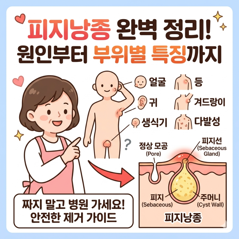 피지낭종 원인과 부위별 특징: 얼굴부터 귀, 겨드랑이, 사타구니까지 완벽 정리