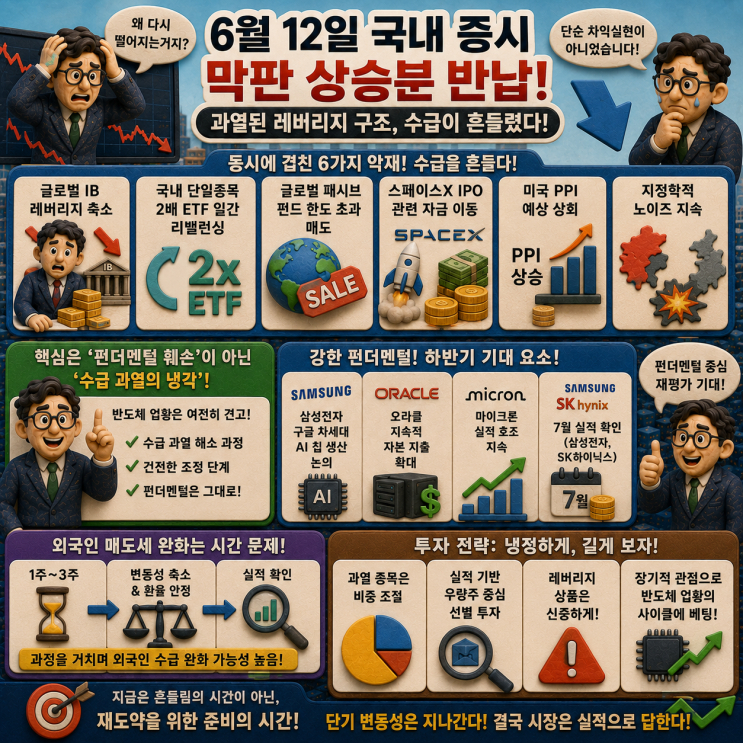 6월 12일 <b>코스피</b> 막판 <b>상승분 반납</b>...지금 시장에서 무슨 일이... 