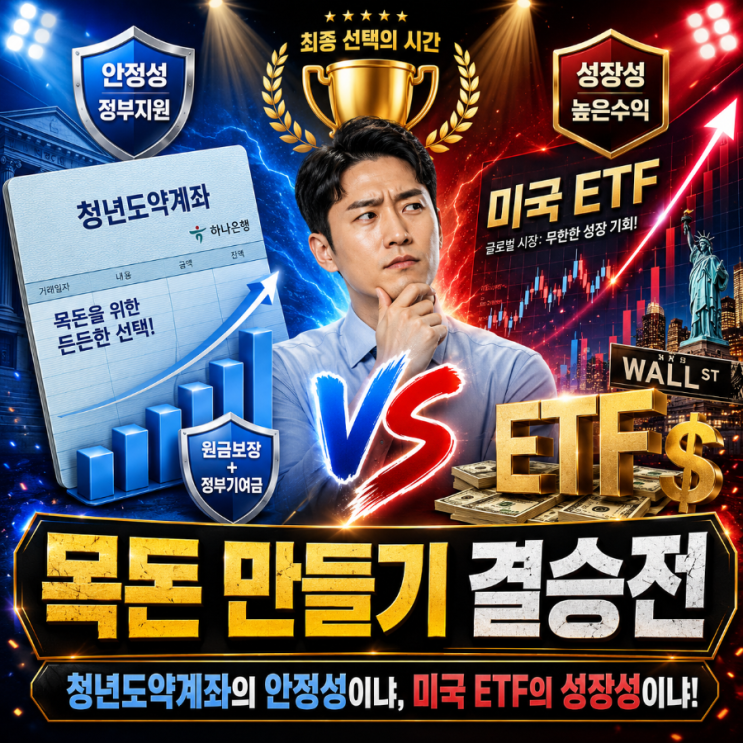  목돈 만들기 결승전: 청년도약계좌의 안정성이냐, 미국 ETF의 성장성이냐!