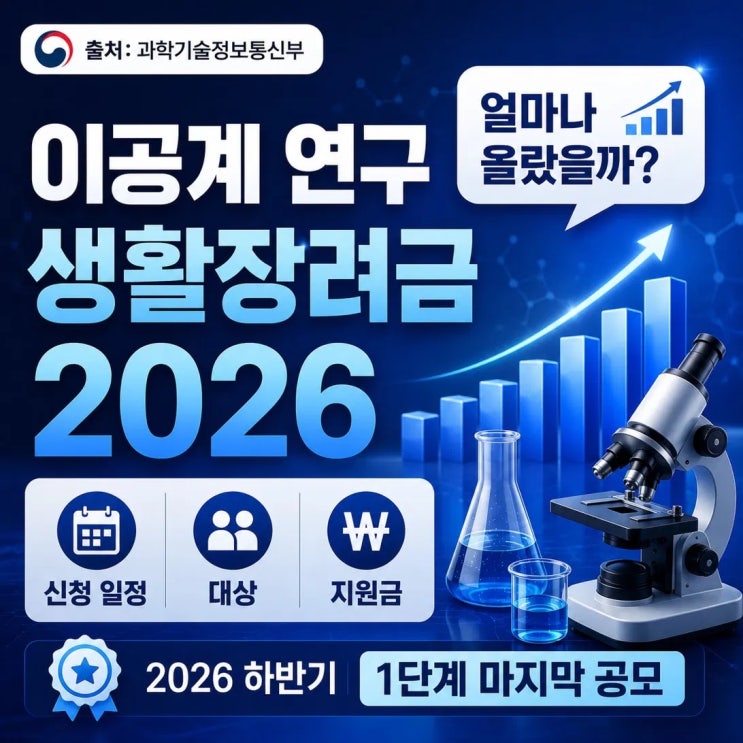  이공계 연구 생활장려금 2026 하반기 신청 일정·대상·지원금 총정리: 1단계 마지막 공모
