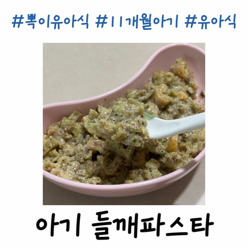 11개월 아기 유아식연습 고소한 아기 들깨파스타 레시피