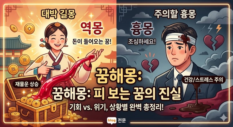 [꿈해몽] 피 흘리는 꿈, 피 보는 꿈 해몽 총정리! 상황별 길몽과 흉몽 (반전 주의)