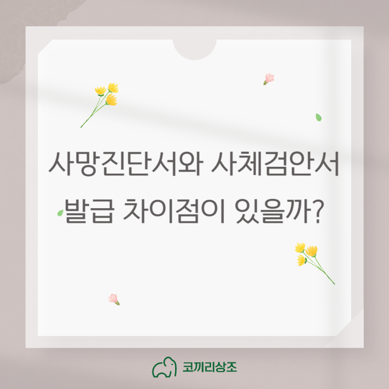 사망진단서와 사체검안서 발급 차이점이 있을까?