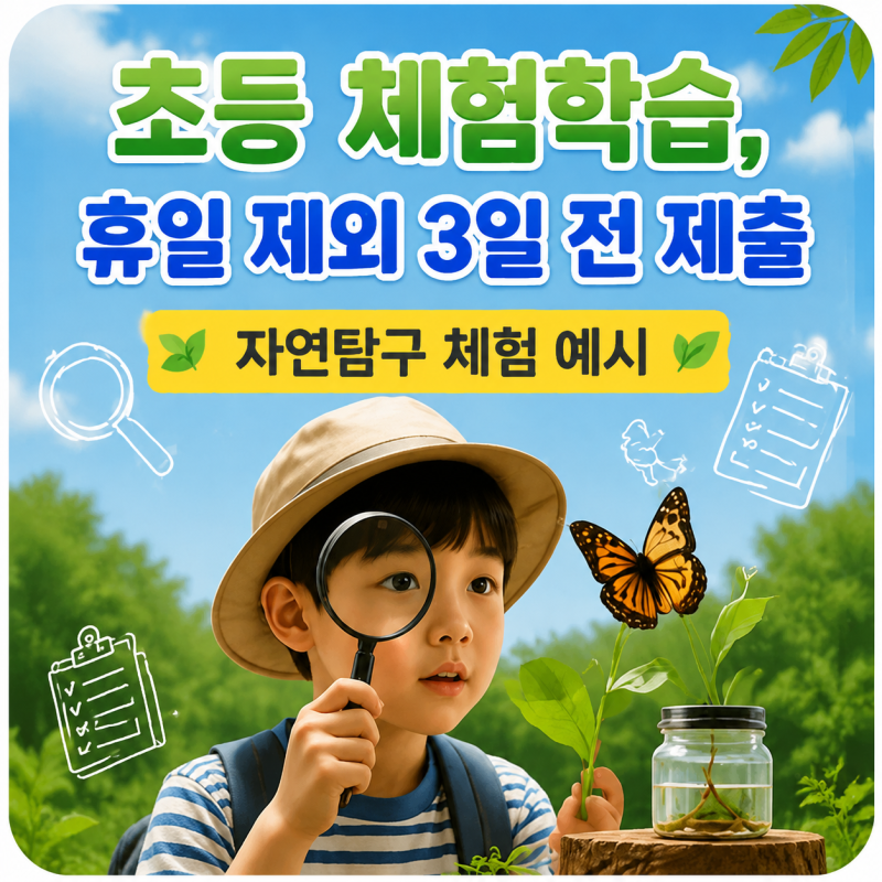 초등 체험학습, 휴일 제외 3일 전 제출과 자연탐구 체험 예시
