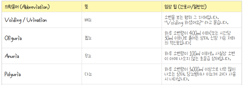 [신장/내분비계(NH/ED) 의학용어] 병동 생존 용어 (엑셀 공유)