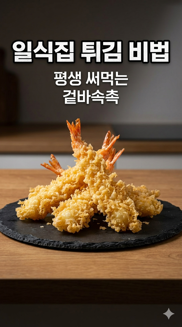 일식집 튀김 비법, 평생 써먹는 겉바속촉 눈꽃 튀김 반죽 비율과 온도 공식