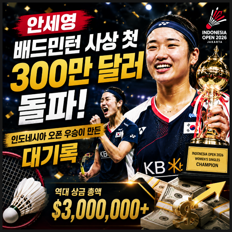  안세영 배드민턴 사상 첫 300만 달러 돌파, 인도네시아 오픈 우승이 만든 대기록