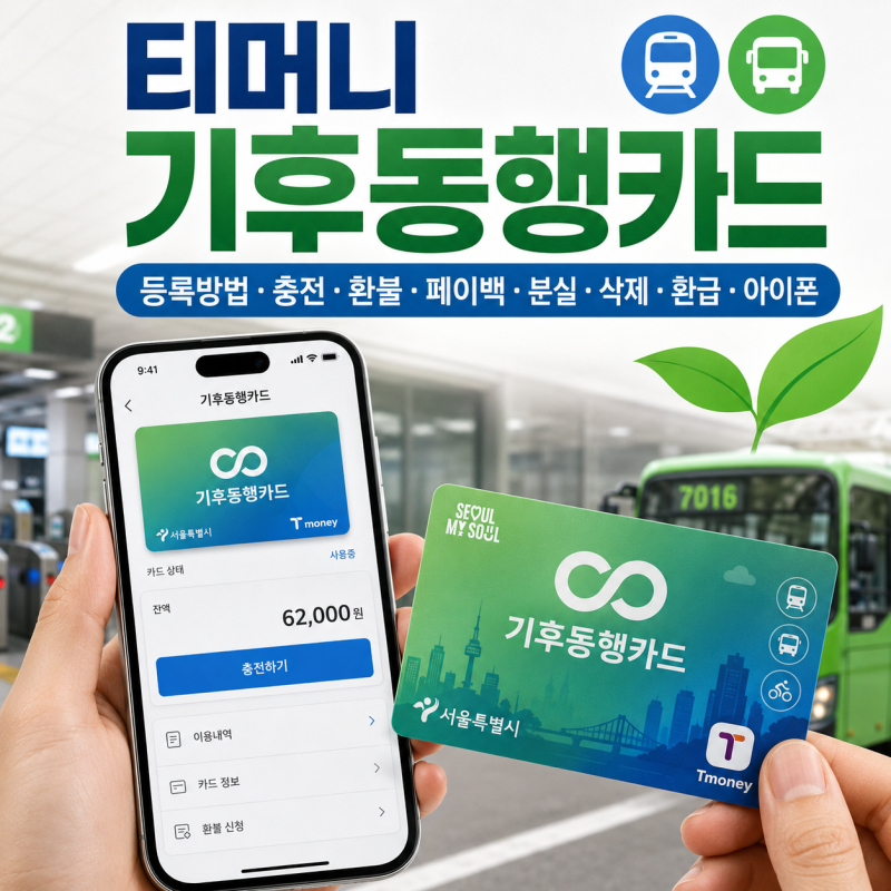 티머니 기후동행카드 등록방법 충전 환불 페이백 분실 삭제 환급 아이폰