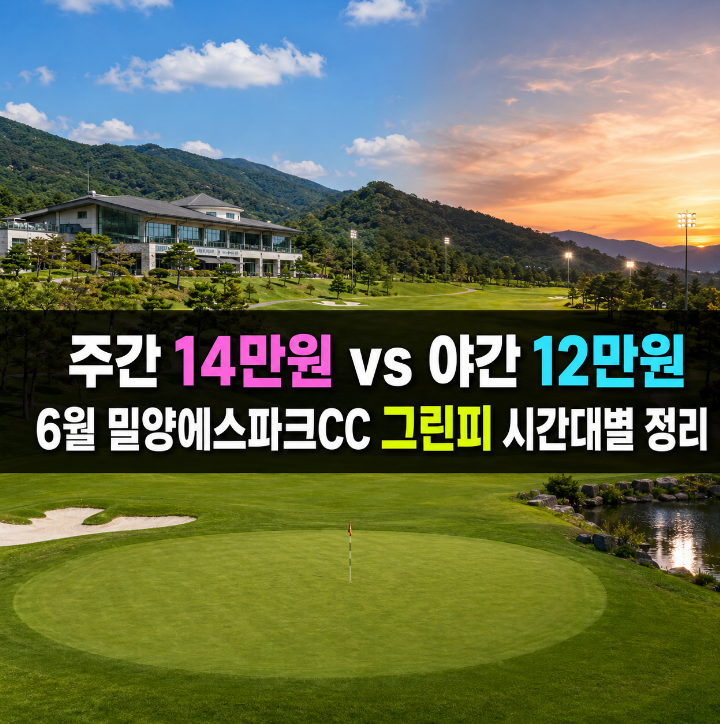 주간 14만원 vs 야간 12만원, 6월 밀양에스파크CC 그린피 시간대별 전부 정리