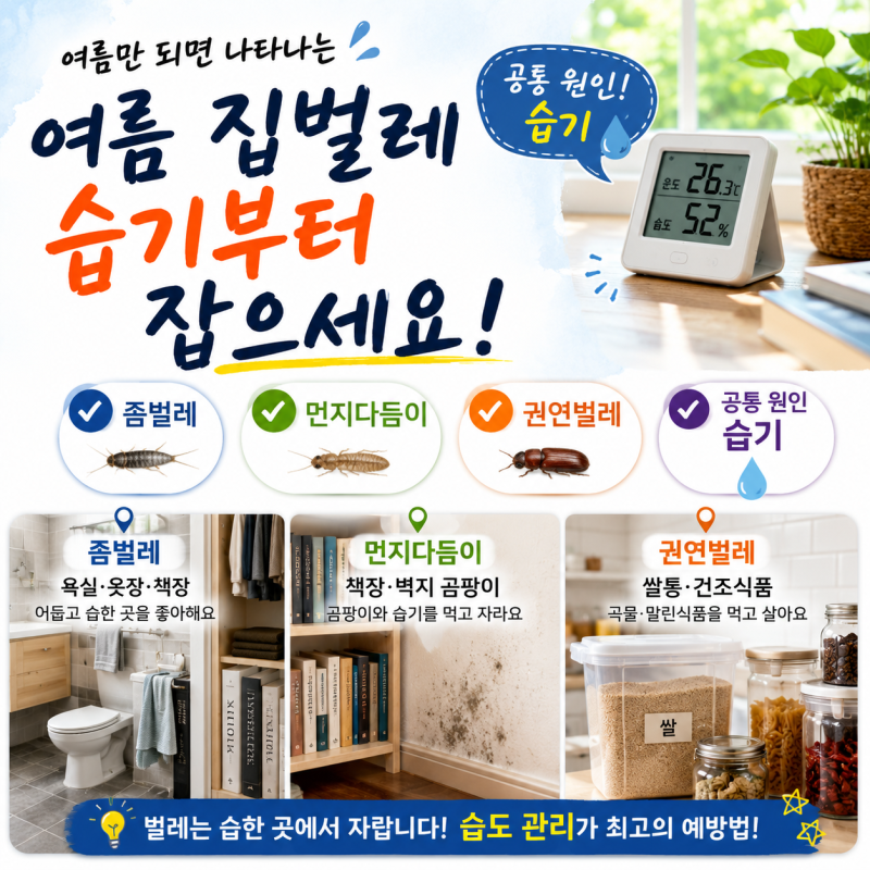 먼지다듬이 계속 나타나는 이유 | 습한 날씨 예방법과 퇴치법