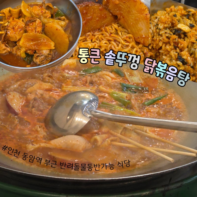 [인천/동암역] 닭볶음탕, 콩국수 막국수 반려동물 동반 가능 식당 드럼통 통큰 솥뚜껑 분위기....