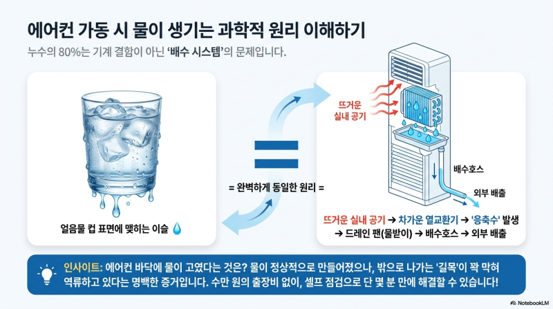 LG 스탠드에어컨 누수, 바닥 물 고일 때 출장비 굳히는 1분 셀프 점검법