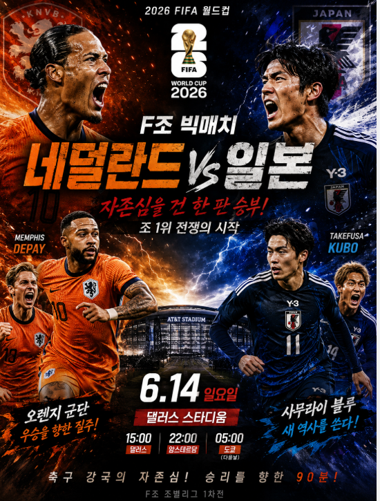2026 FIFA 월드컵 F조 프리뷰 <b>네덜란드</b> vs <b>일본</b>, 조별리그... 